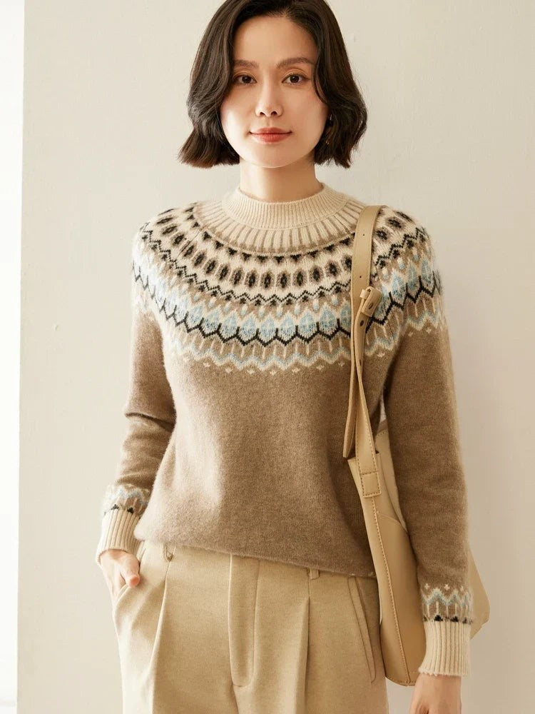 Camel wool fair isle jumper