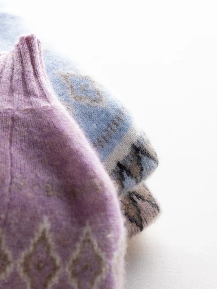 Wool fair isle mock neck jumper