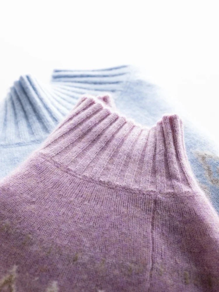 Wool fair isle mock neck jumper
