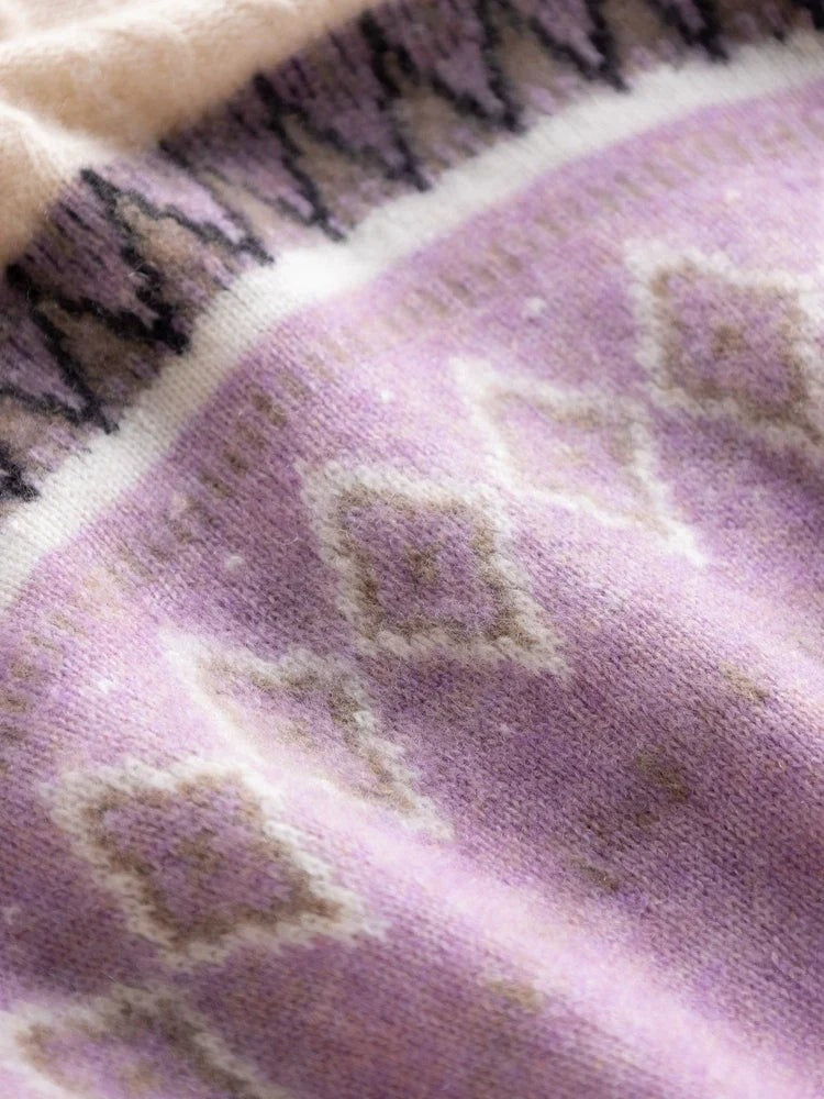 Wool fair isle mock neck jumper