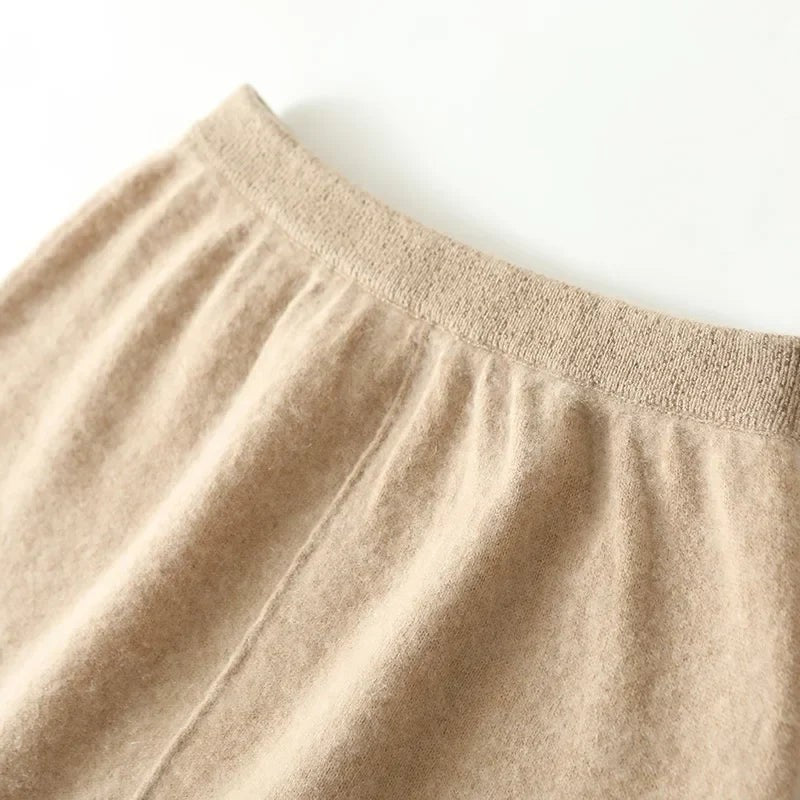 Wool knit midi skirt