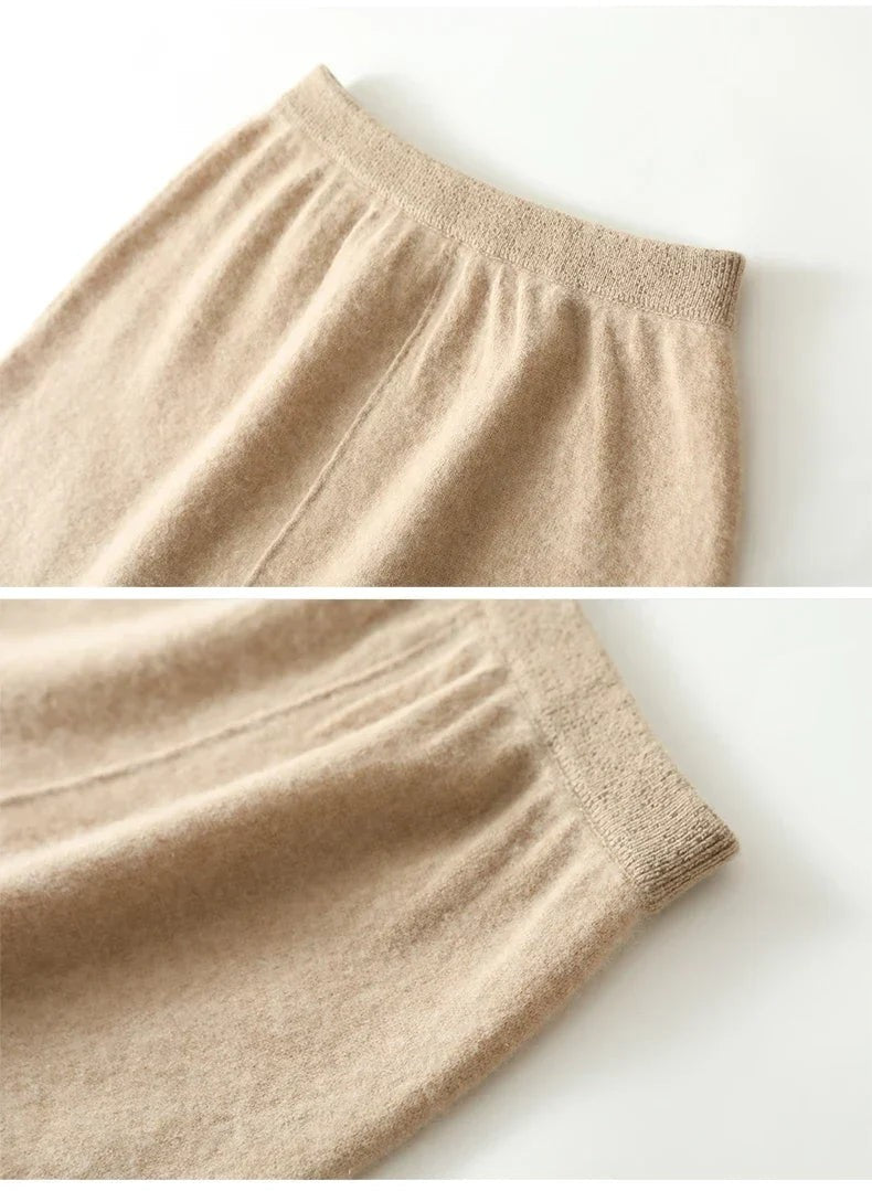 Wool knit midi skirt