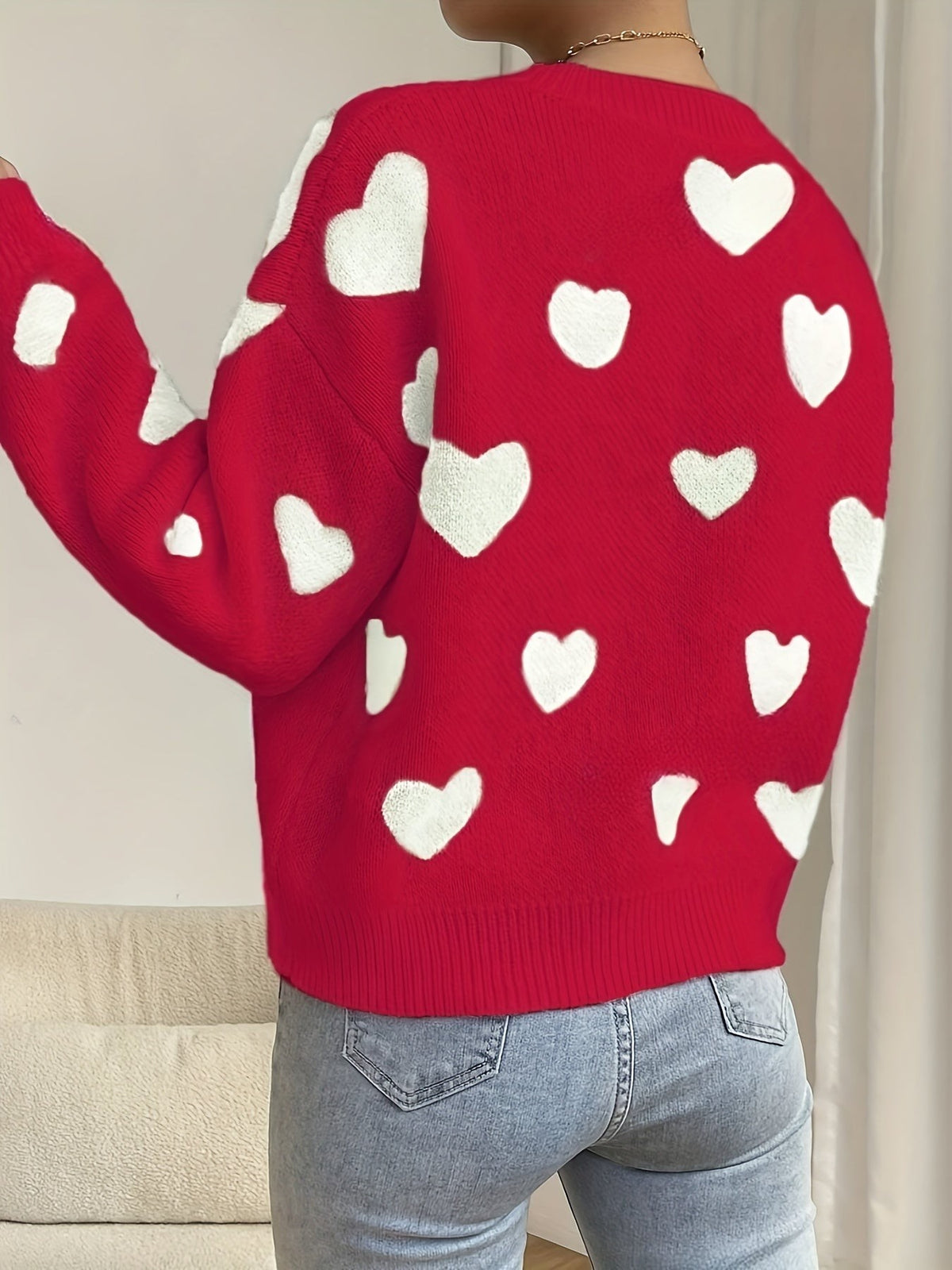 Wool mix heart knit jumper