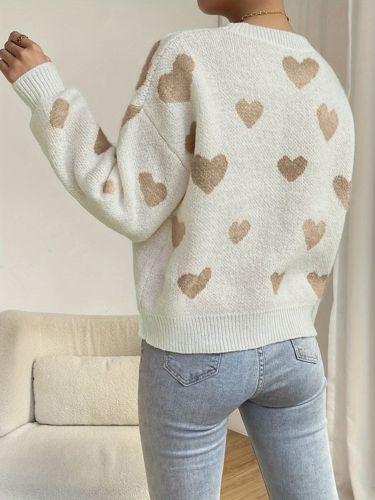 Wool mix heart knit jumper