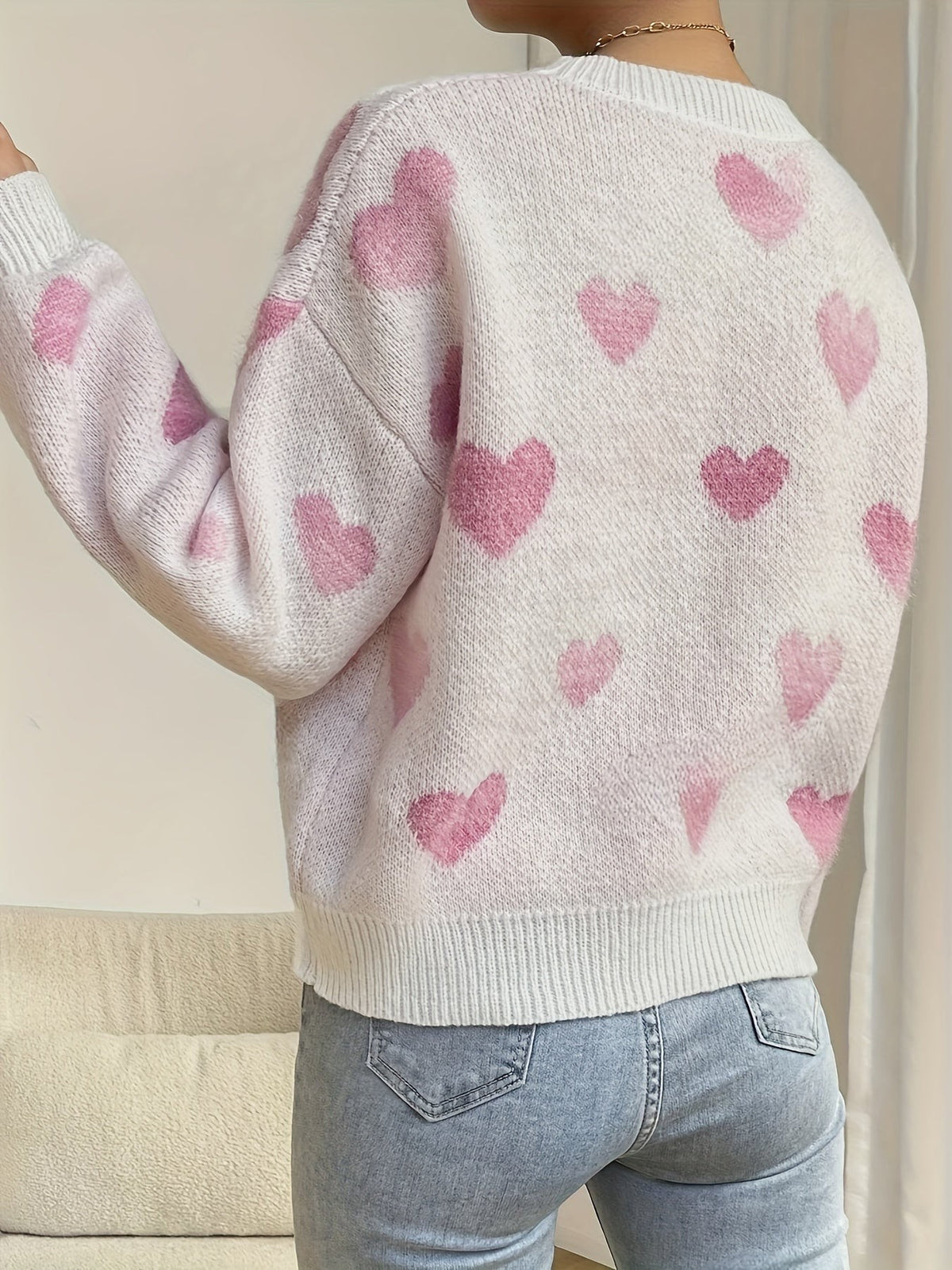 Wool mix heart knit jumper