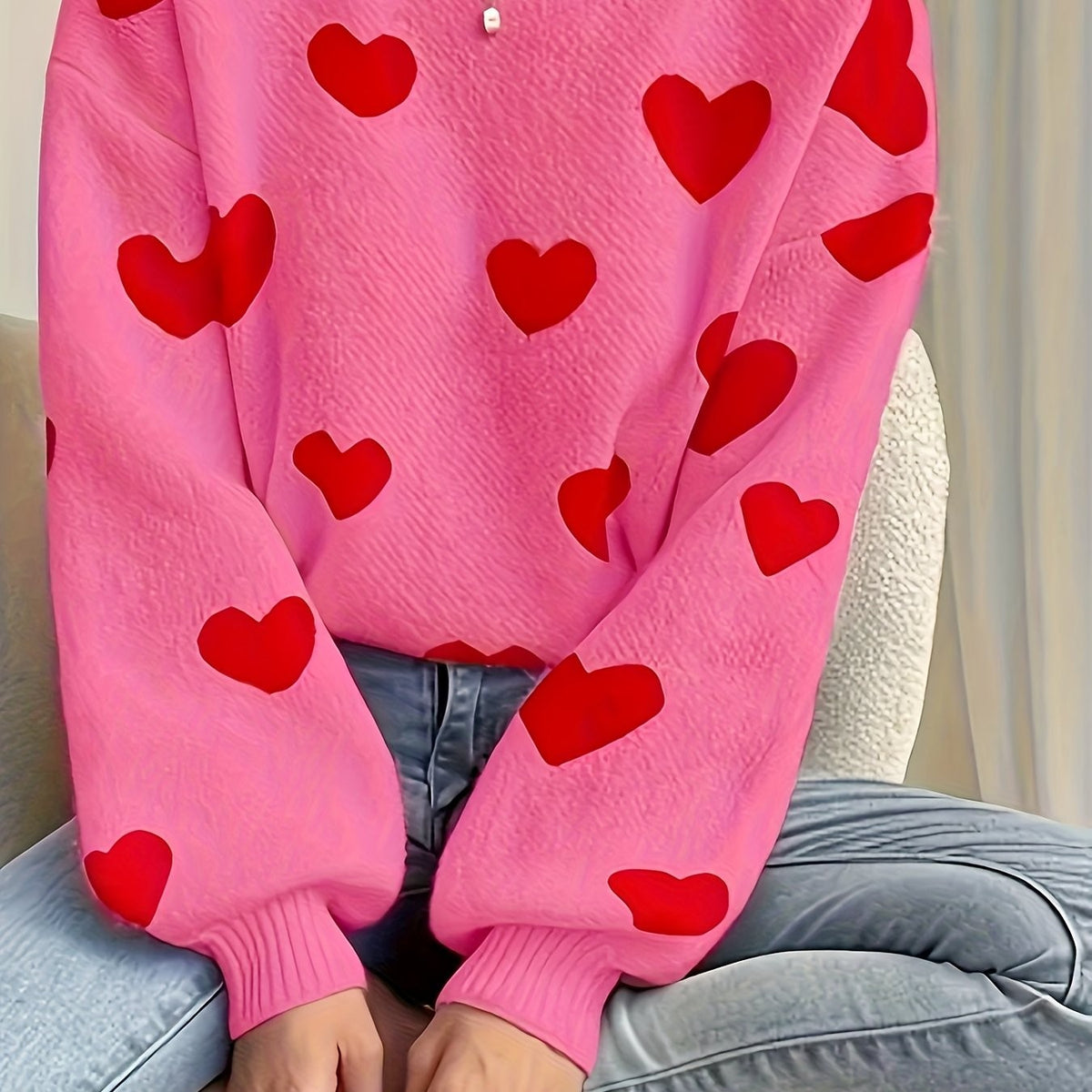 Wool mix heart knit jumper