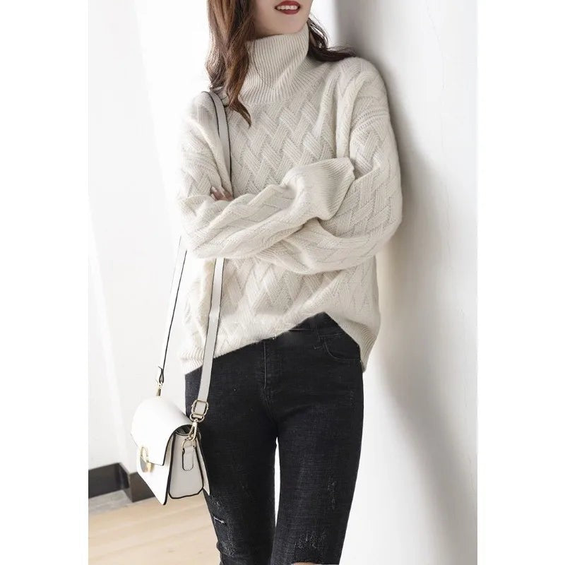 Wool mix roll neck jumper