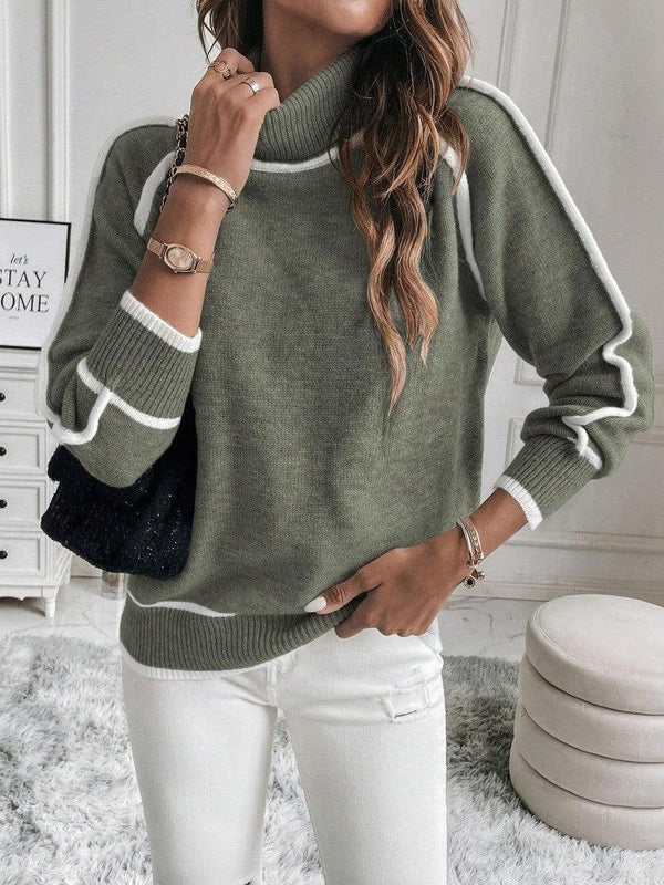 Green wool roll neck jumper