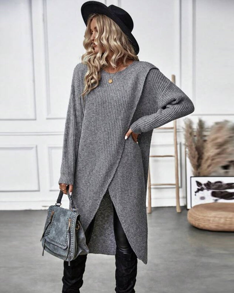 Wool wrap front jumper dress