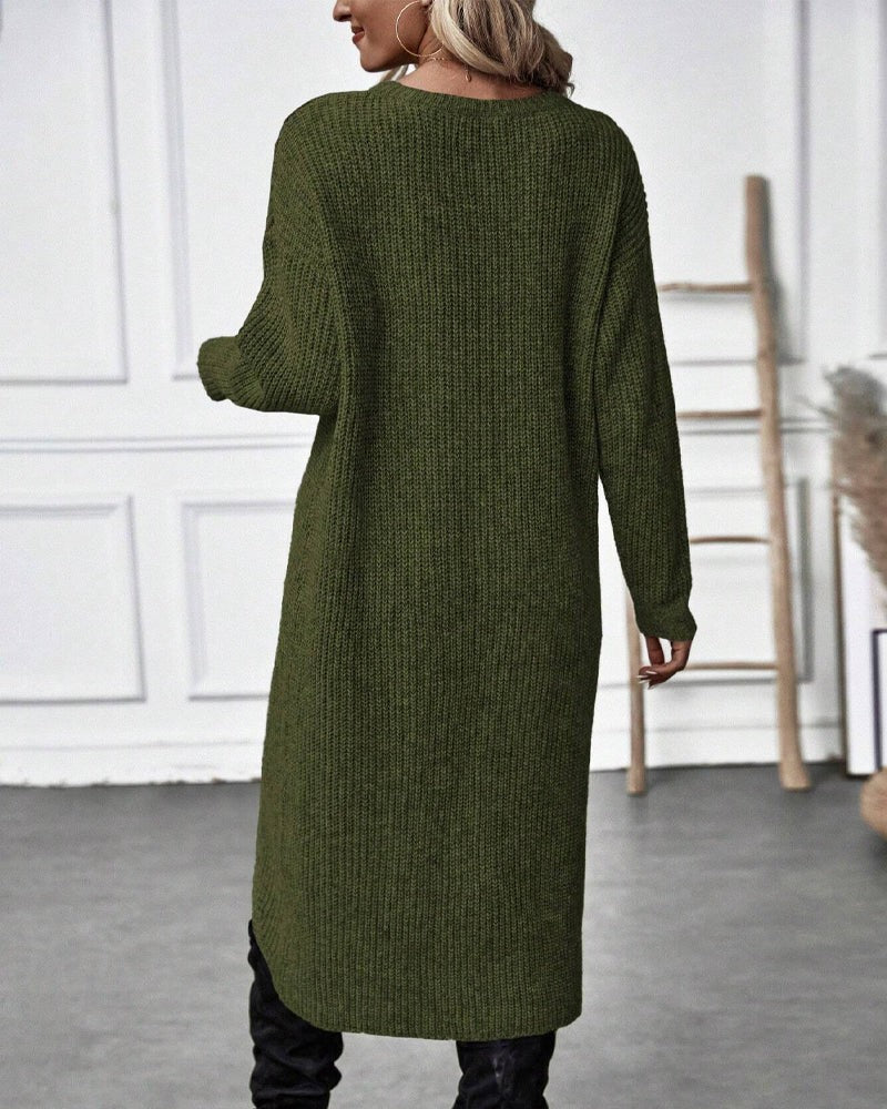 Wool wrap front jumper dress