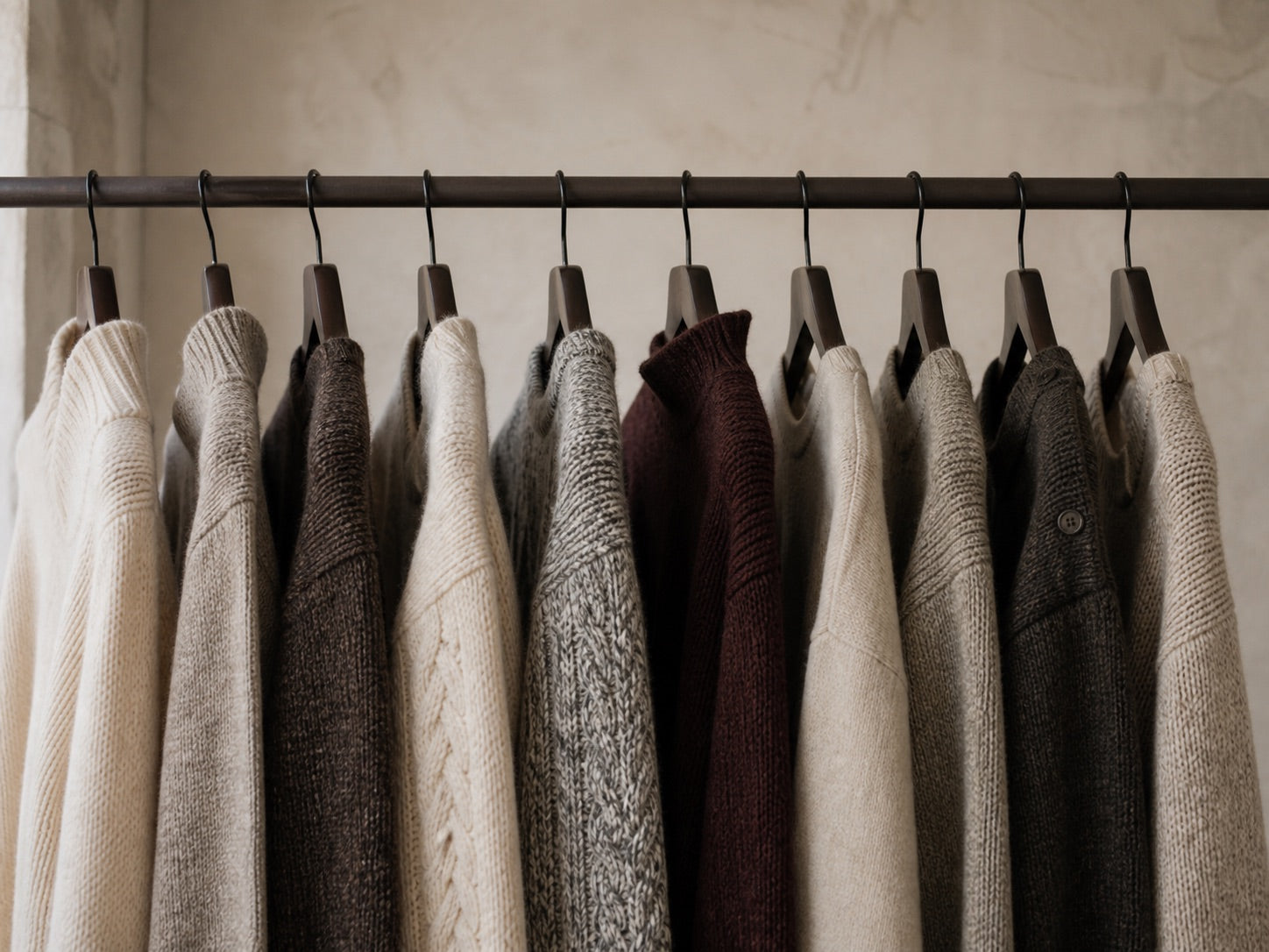 A rail of Knitwear London knitwear